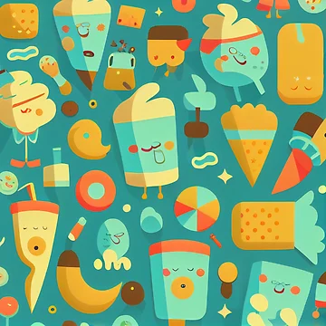 Vorschaubild zum Design Colorful Blue Foods Pattern Digital Painting von CodeAndColors