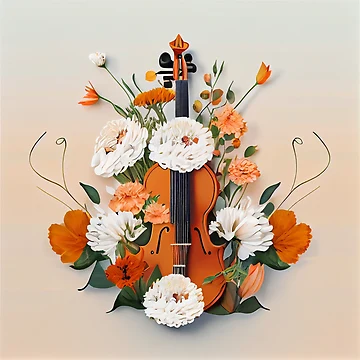 Vorschaubild zum Design Abstract Violin in Flowers Digital Painting von CodeAndColors