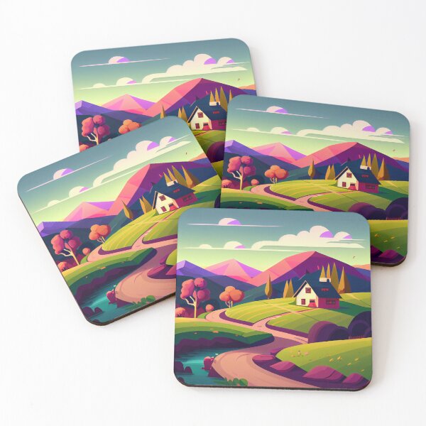 Item preview, Abstract Bright Sunset Landscape Scene Digital Painting designed and sold by CodeAndColors.