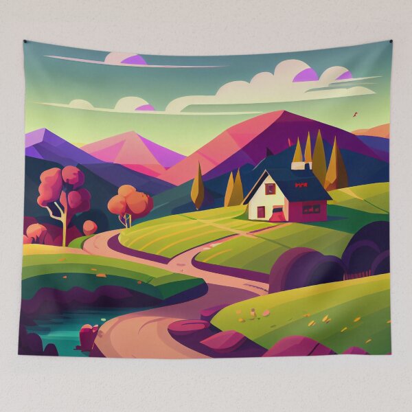 Item preview, Abstract Bright Sunset Landscape Scene Digital Painting designed and sold by CodeAndColors.