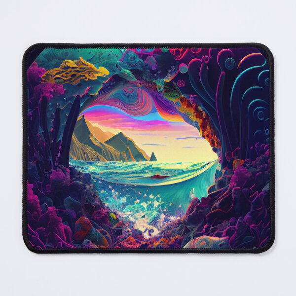 Artikelvorschau, Abstract Ocean Cave View of Coastline Digital Painting entworfen und verkauft von CodeAndColors.