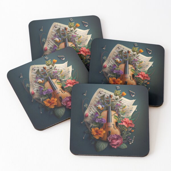 Artikelvorschau, Cool Violin and Sheet Music on Flowers Digital Painting entworfen und verkauft von CodeAndColors.