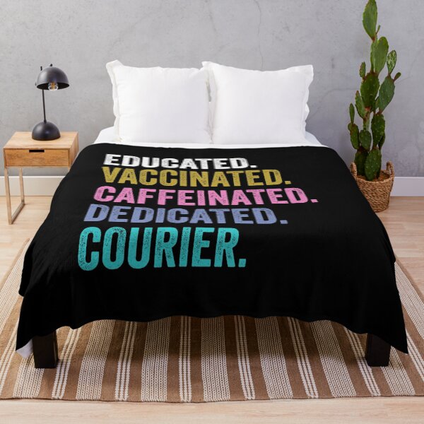 Item preview, courier Shirt, Educated Dedicated Vaccinated courier, Vaccinated courier designed and sold by Dogs Geeky⭐⭐⭐⭐⭐.