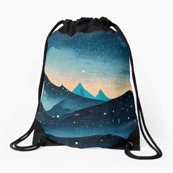 Item preview, Mountains at Night - Winterwonderland - Snowy Landscape Illustration - Peaceful Landscape Wall Art - Gift for Mountain Lovers designed and sold by pocomoto illustrations.
