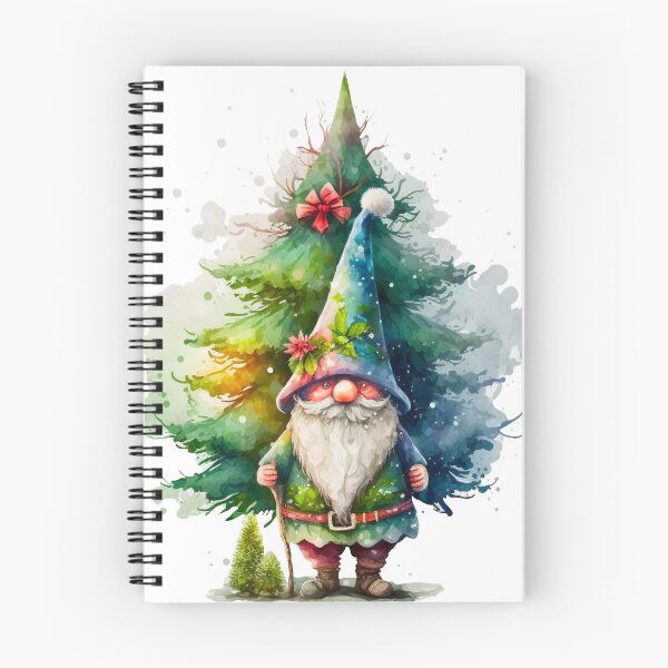 Item preview, Watercolor Christmas Gnome with Christmas tree illustration designed and sold by KlaraMacinka.