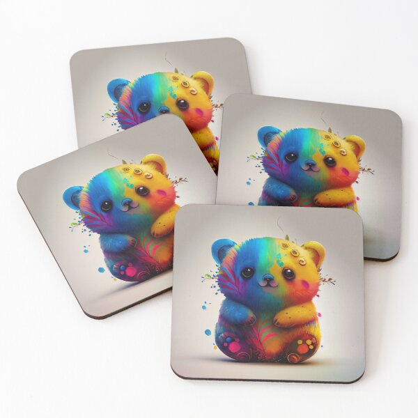 Item preview, Cute Little Rainbow Bear Trippy Digital Painting designed and sold by CodeAndColors.