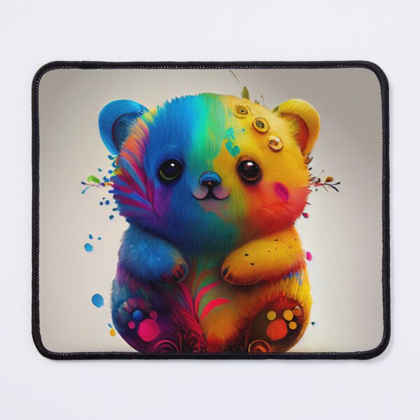 Item preview, Cute Little Rainbow Bear Trippy Digital Painting designed and sold by CodeAndColors.