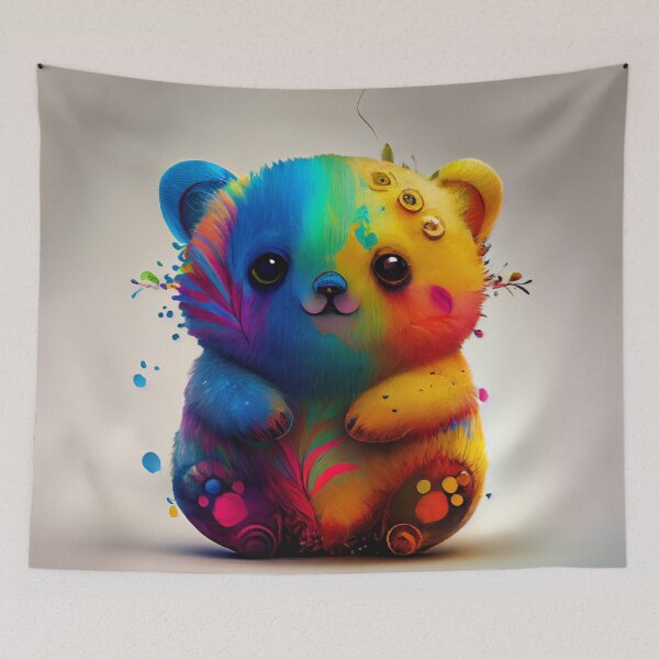 Item preview, Cute Little Rainbow Bear Trippy Digital Painting designed and sold by CodeAndColors.