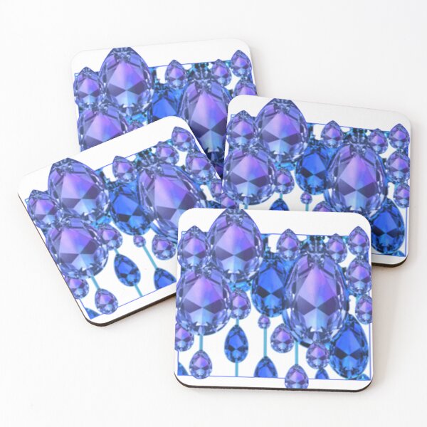 Item preview, BLUE-PURPLE GEMS ABSTRACT PATTERNS WHITE ART                             WHITE ART designed and sold by sharlesart.
