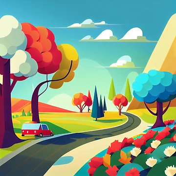 Vorschaubild zum Design Abstract Modern Flat Roadtrip Digital Painting von CodeAndColors