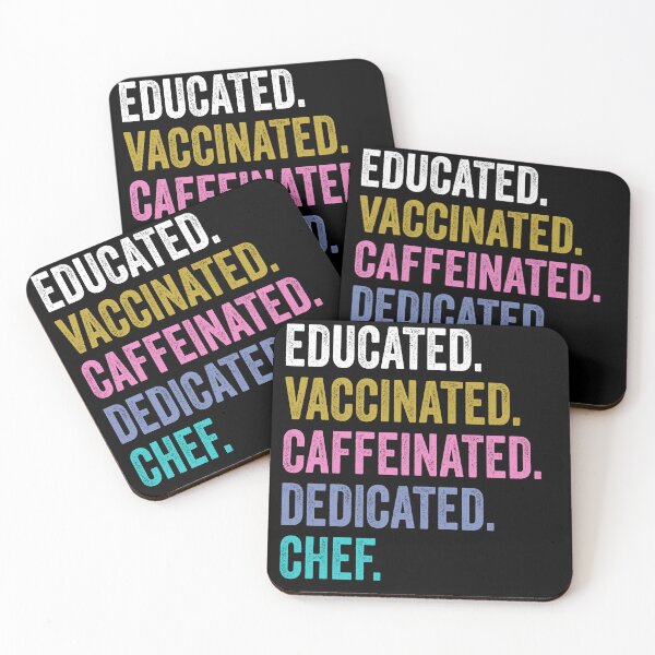 Item preview, chef Vaccinated Caffeinated Dedicated, chef Fathers Day designed and sold by Dogs Geeky⭐⭐⭐⭐⭐.