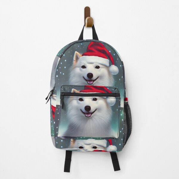 Item preview, Christmas Japanese Spitz Wearing A Santa Hat designed and sold by ZenEverAI.