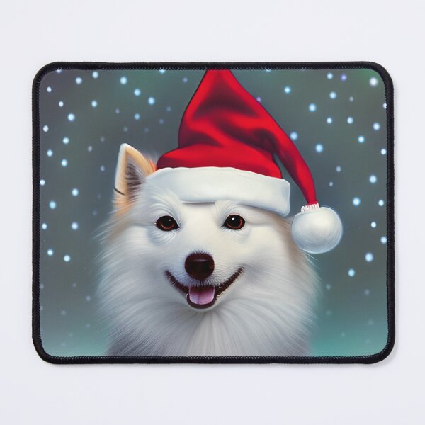 Item preview, Christmas Japanese Spitz Wearing A Santa Hat designed and sold by ZenEverAI.