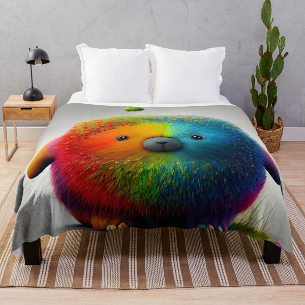 Item preview, Funny Fat Rainbow Rabbit Like Creature Digital Painting designed and sold by CodeAndColors.