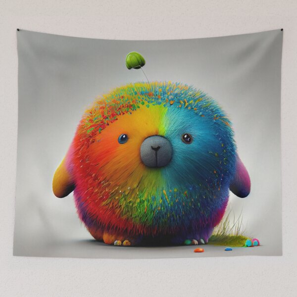 Item preview, Funny Fat Rainbow Rabbit Like Creature Digital Painting designed and sold by CodeAndColors.