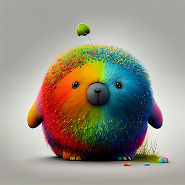 Vorschaubild zum Design Funny Fat Rainbow Rabbit Like Creature Digital Painting von CodeAndColors