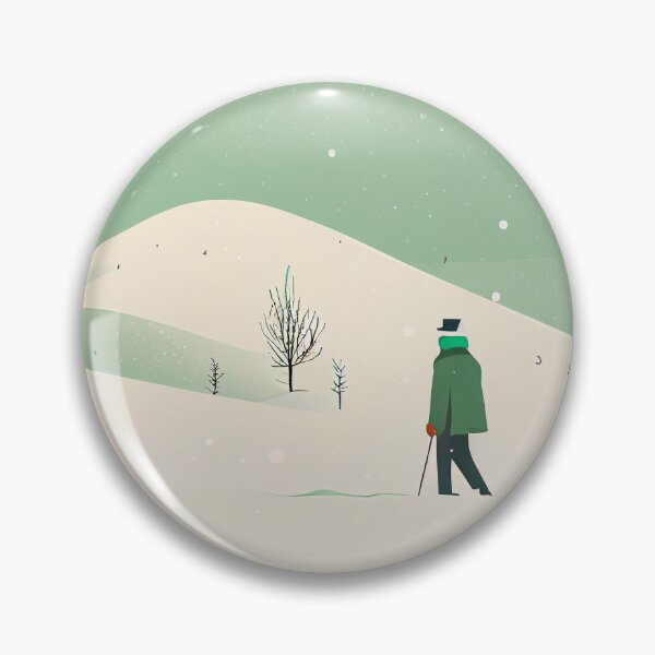 Artikelvorschau, Vintage Minimalist Winter Scene with Man Digital Painting entworfen und verkauft von CodeAndColors.
