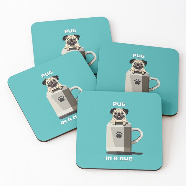 Artikelvorschau, Pug in a Mug (Turquoise) entworfen und verkauft von PixelByFatbeard.