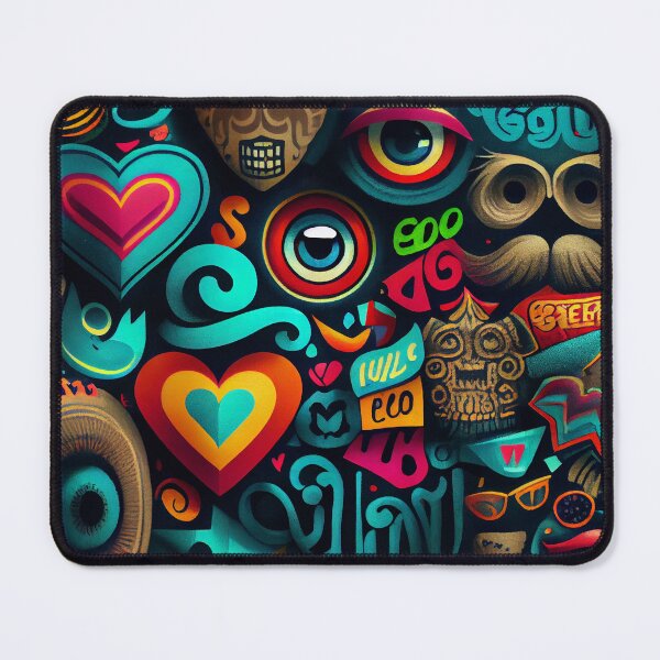 Artikelvorschau, Trippy Colorful Street Face Pattern Digital Painting entworfen und verkauft von CodeAndColors.