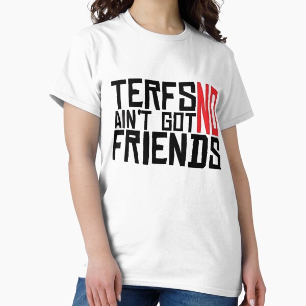 Vista previa del artículo con la obra «Las TERF no son amigas», diseñado y vendido por Allison Ruettiger.