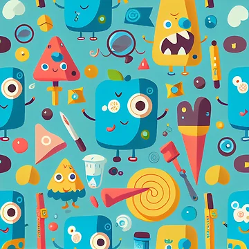 Imagen de la obra Interesting Weird Food Faces pattern Digital Painting de CodeAndColors