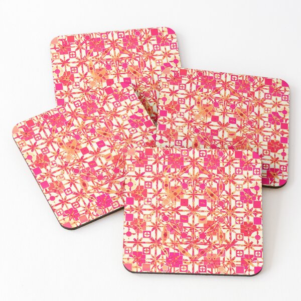 Aperçu de l'œuvre Batik tribal, orange, rose corail et fuchsia créée et vendue par Marymarice.