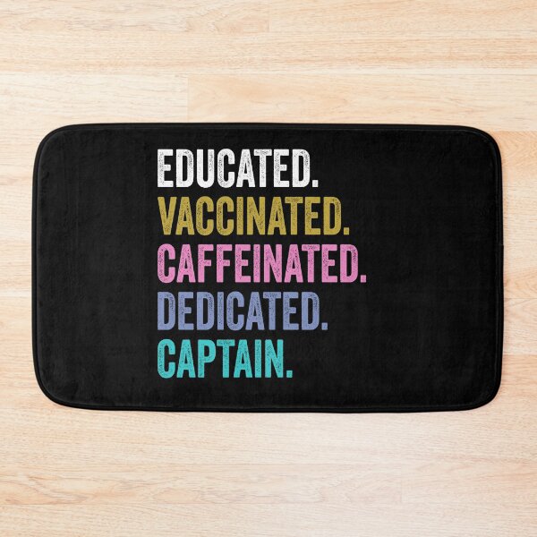 Item preview, captain Vaccinated Caffeinated Dedicated, captain Fathers Day designed and sold by Dogs Geeky⭐⭐⭐⭐⭐.
