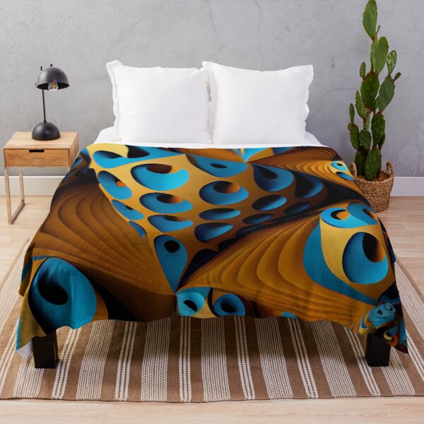 Item preview, Modern Blue and Gold 3D Pattern Digital Painting designed and sold by CodeAndColors.