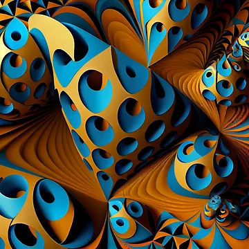 Vorschaubild zum Design Modern Blue and Gold 3D Pattern Digital Painting von CodeAndColors