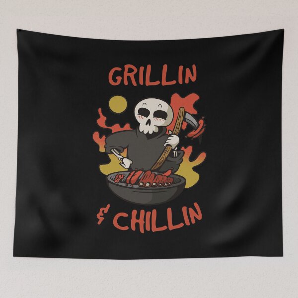 Item preview,  Grillin' and Chillin' -  Funny Grim Reaper designed and sold by Georgy09.