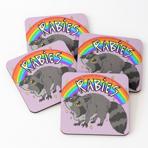 Item preview, Rabies Rainbow Raccoon designed and sold by LindyMakesArt.