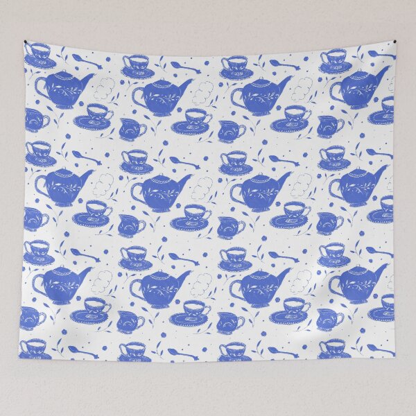 Item preview, Blue and white porcelain tea set pattern  designed and sold by Brigidmalloy.