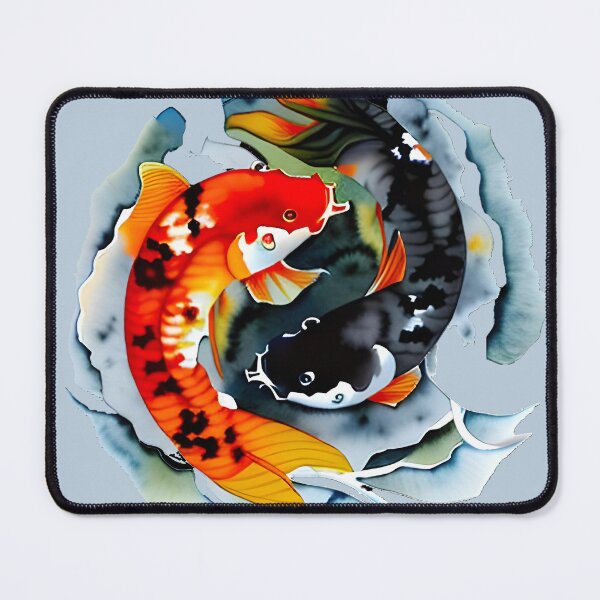 Item preview, Ying Yang Koi Carp Fish Blue designed and sold by DiscoGypsyFish.