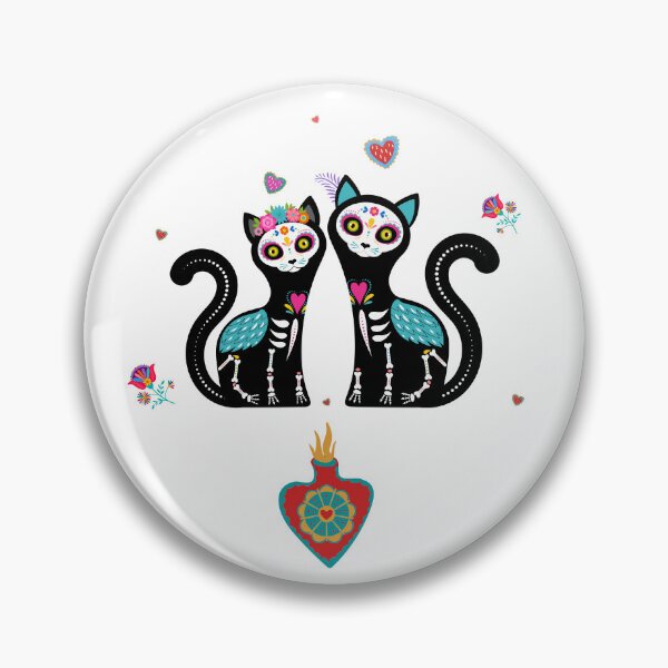 Artikelvorschau, Purrfect Match, I Heart Spirit Animals, Sugar Skull Kitties, Cute Couple Gifts, Kawaii Sugar Skulls, Day of the Dead, Cats, Hearts, Flammendes Herz, Ewige Liebe, Transparent, Bright White, entworfen und verkauft von Awearness.