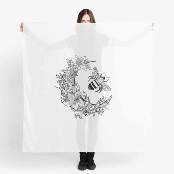 Aperçu de l'œuvre Moonflower avec abeille noir et blanc créée et vendue par MagicStrawberry.