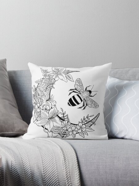 Aperçu de l'œuvre Moonflower avec abeille noir et blanc créée et vendue par MagicStrawberry.