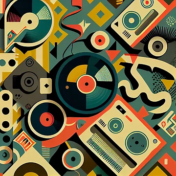 Vorschaubild zum Design Vibrant Music Vinyl Records Pattern Digital Painting von CodeAndColors