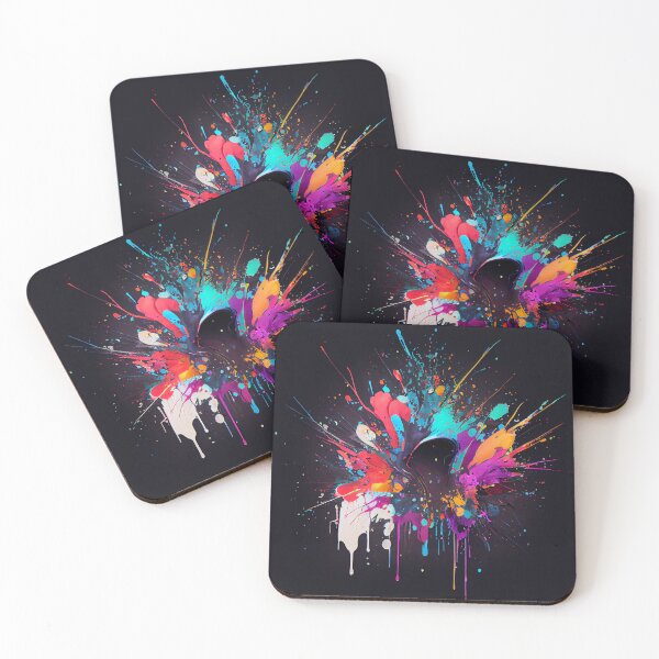 Item preview, Bright Vibrant Splatter Art on Black Digital Painting designed and sold by CodeAndColors.