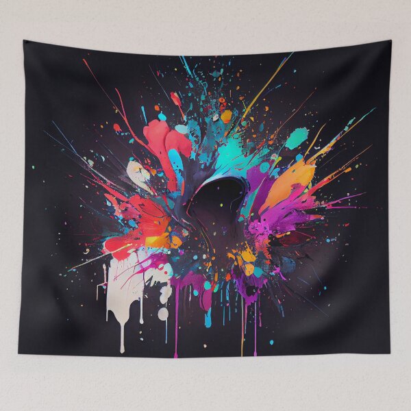 Item preview, Bright Vibrant Splatter Art on Black Digital Painting designed and sold by CodeAndColors.