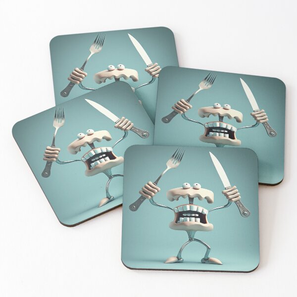 Item preview, Knife and fork with a funny cheff monster designed and sold by mrlongfield.