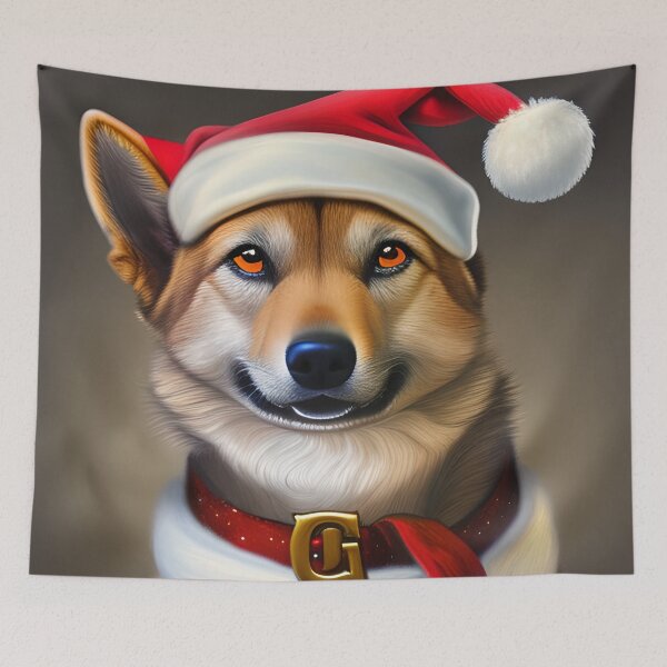 Item preview, Christmas Jindo Wearing A Santa Hat designed and sold by ZenEverAI.