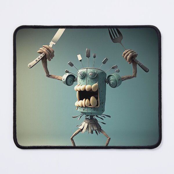 Item preview, Knife and fork with a funny cheff monster designed and sold by mrlongfield.