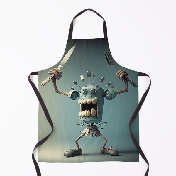 Item preview, Knife and fork with a funny cheff monster designed and sold by mrlongfield.