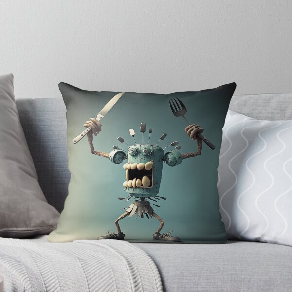 Item preview, Knife and fork with a funny cheff monster designed and sold by mrlongfield.