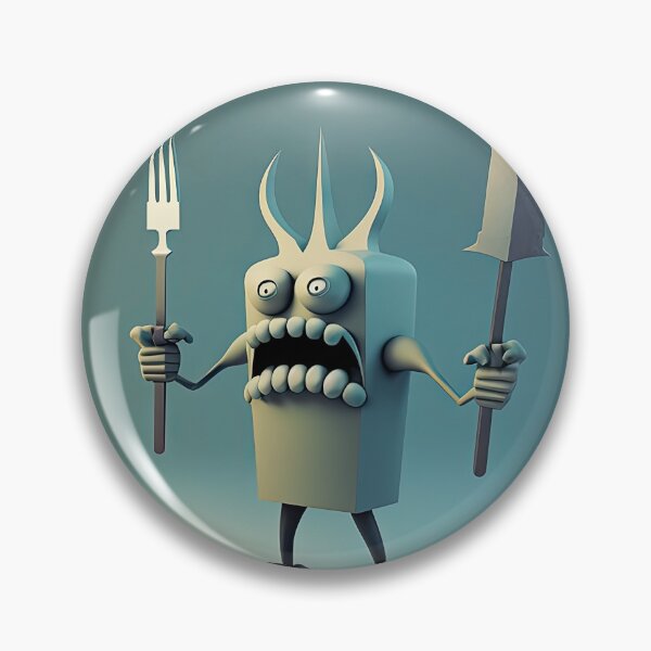 Item preview, Knife and fork with a funny cheff monster designed and sold by mrlongfield.