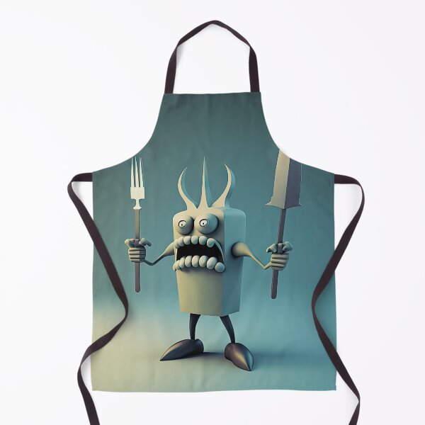 Item preview, Knife and fork with a funny cheff monster designed and sold by mrlongfield.