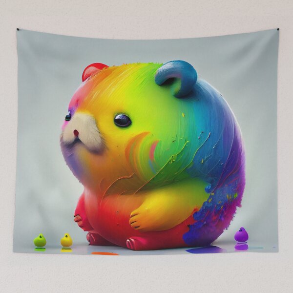 Item preview, Cute Small Rainbow Hamster Digital Painting designed and sold by CodeAndColors.