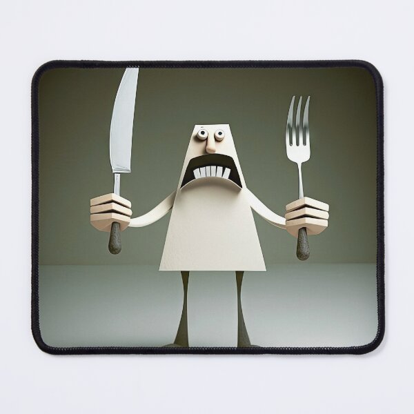 Item preview, Knife and fork with a funny cheff monster designed and sold by mrlongfield.