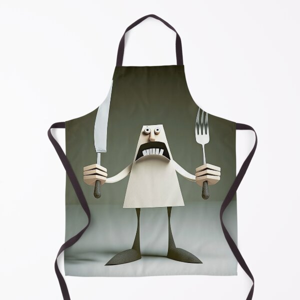 Item preview, Knife and fork with a funny cheff monster designed and sold by mrlongfield.