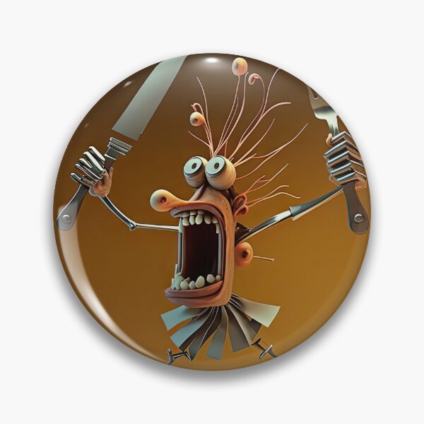 Item preview, Knife and fork with a funny cheff monster designed and sold by mrlongfield.